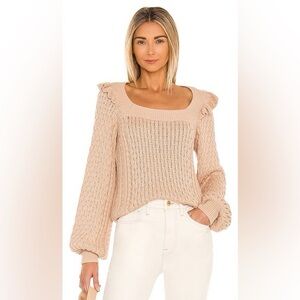 NWT 525 America 100% cotton Cable ruffle Sweater SIZE medium color OAT